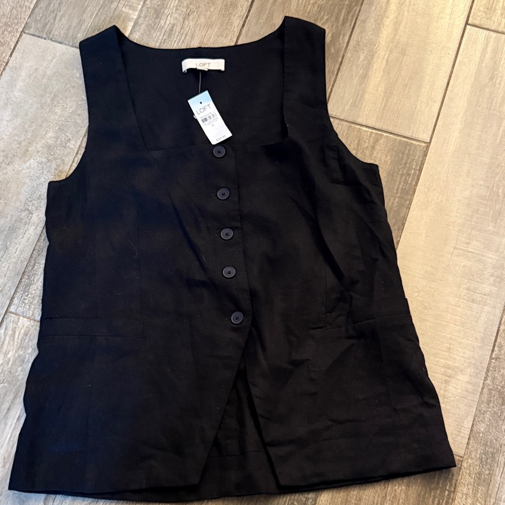 LOFT Black Button-Up vest